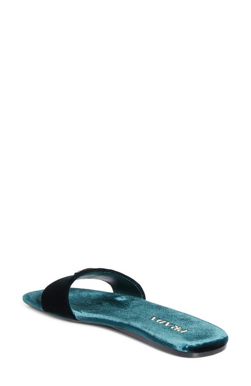 Shop Prada Logo Velvet Slide Sandal In Bottiglia