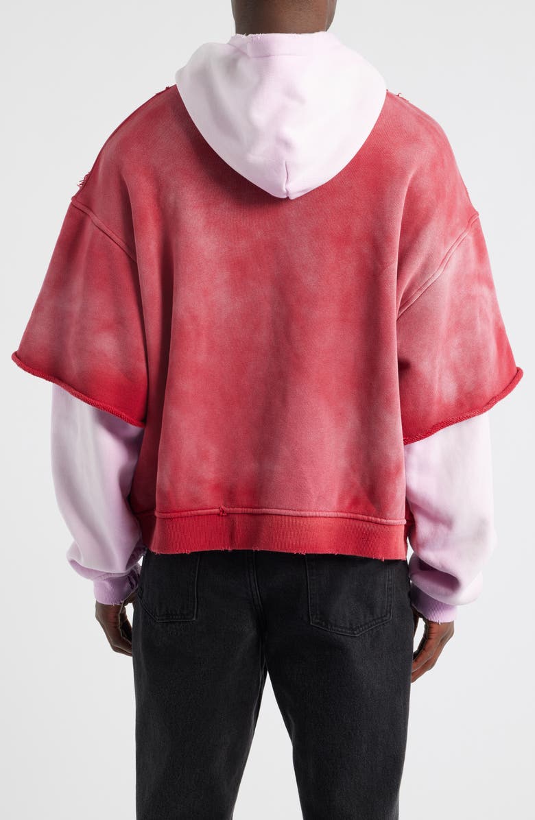 DIET STARTS MONDAY Double Layer Distressed Hoodie, Alternate, color, Washed Red/Pink