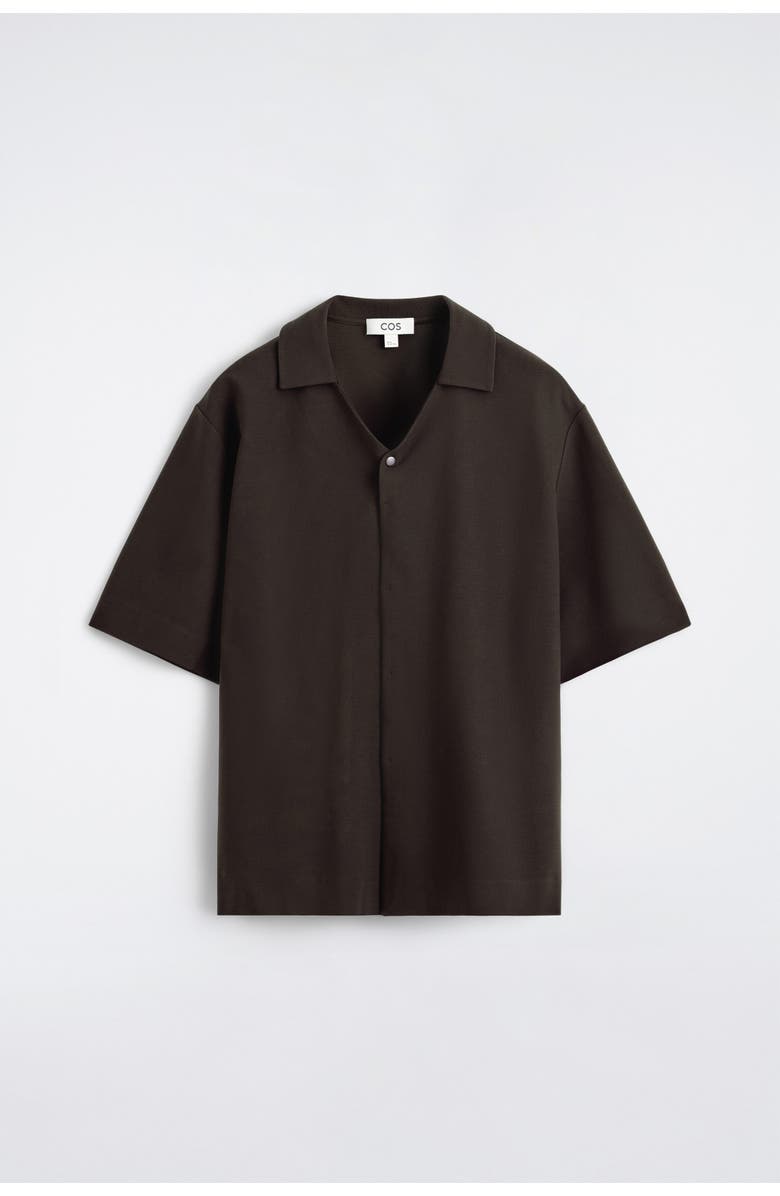 COS Milano-jersey Short-sleeved Shirt, Alternate, color, Brown