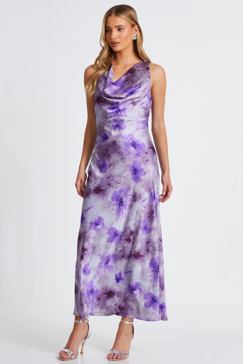 Quiz Floral Cowl Maxi Dress In Lilac