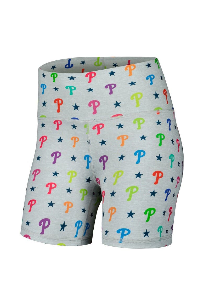 Women's Terez Gray Philadelphia Phillies TLC Rainbow Shorts, Alternate, color, Gray