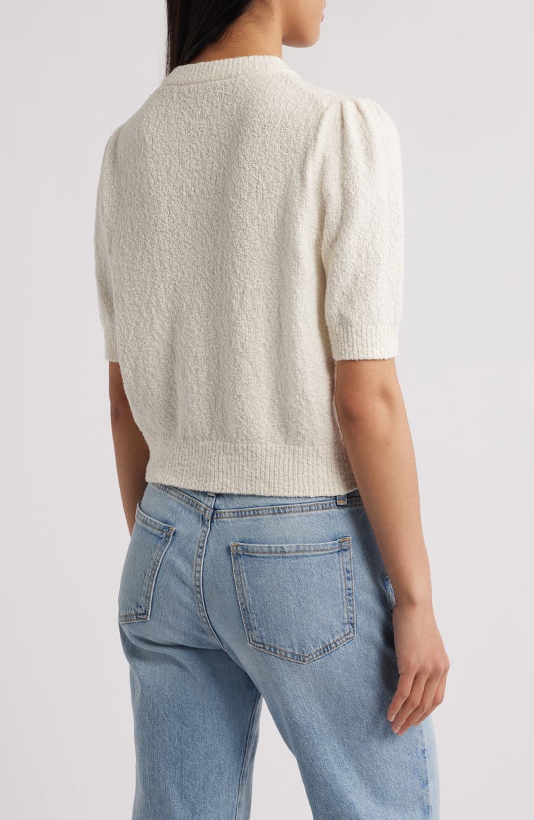 MARGARET O'LEARY Pleated Short Sleeve Cotton Blend Cardigan, Alternate, color, 