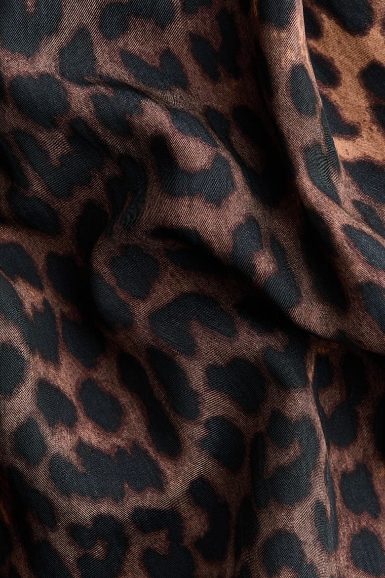 Printed Flared-skirt Dress, Alternate, color, Dark brown/leopard print