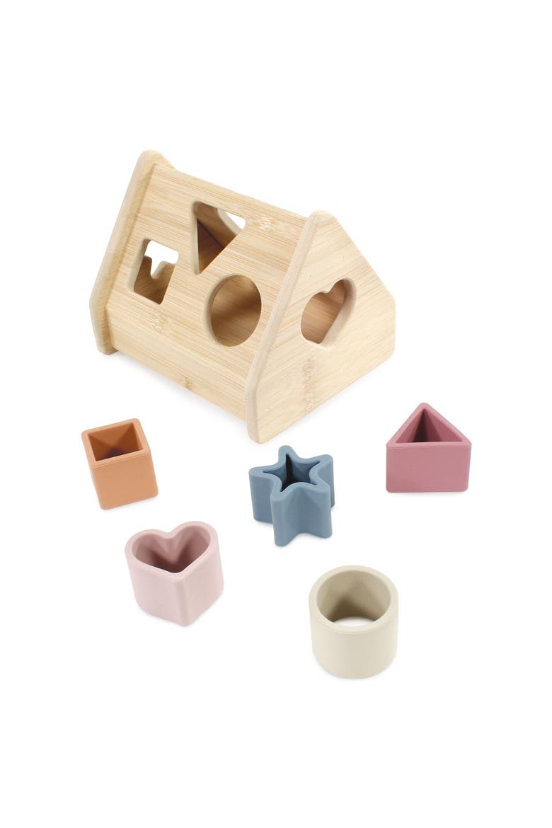 6pc Wood and Silicone Mushroom Toy Set, Main, color, Multicolor Brown