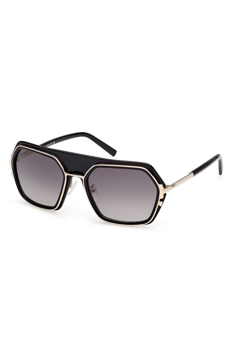MCM 56mm Shield Sunglasses, Alternate, color, Shiny Black / Gradient Smoke