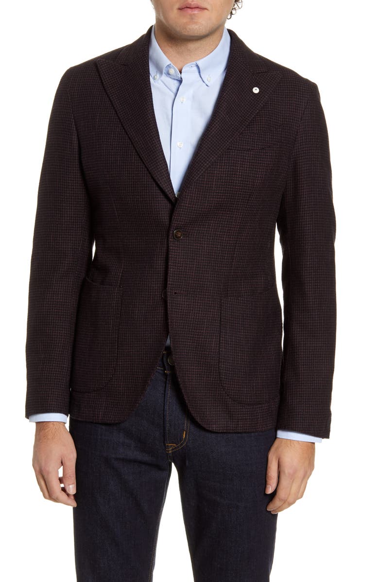 L.B.M. 1911 Trim Fit Houndstooth Cotton Blend Sport Coat, Alternate, color, 