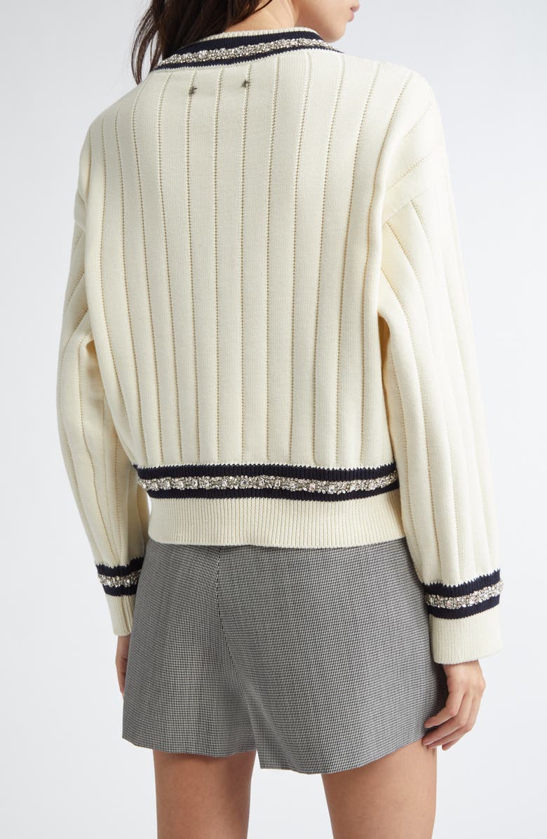 Golden Goose Varsity Crop Sweater, Alternate, color, Heritage White/ Dark Blue