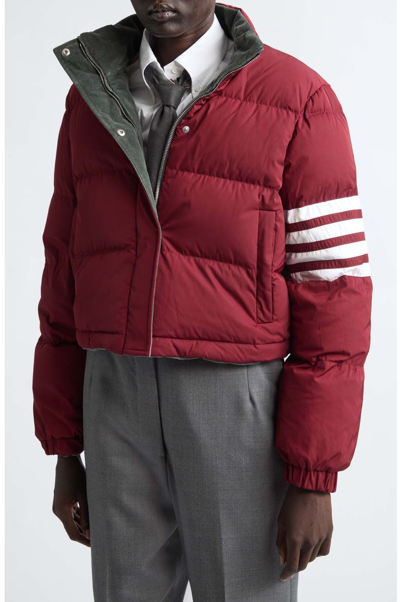 Crop Lobster Stitch Corduroy Reversible Down Jacket, Alternate, color, MEDIUM GREY