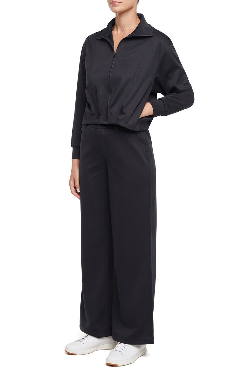 Three Dots Bubble Hem Full Zip Jacket, Alternate, color, Black Beauty