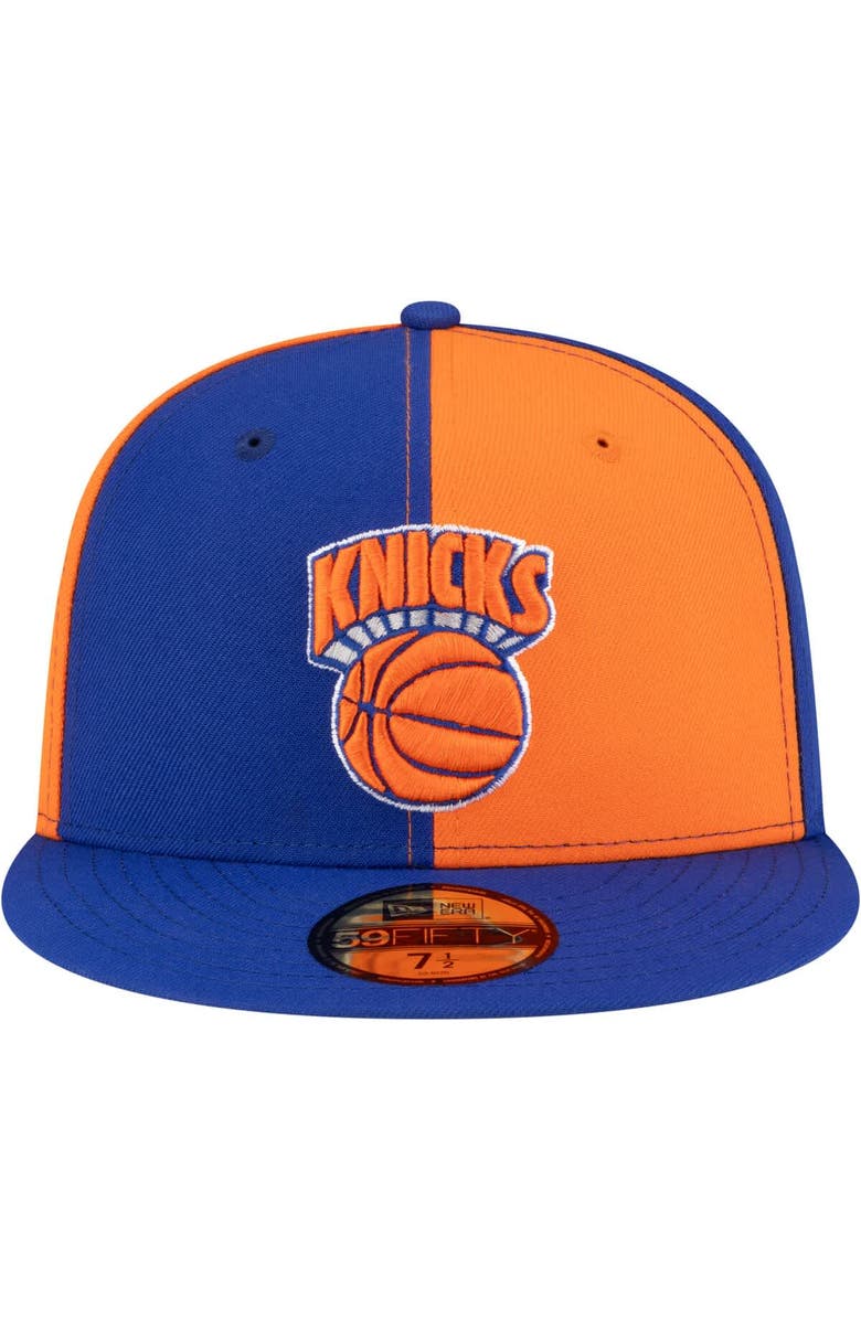 New Era Men's New Era Orange/Blue New York Knicks 80s Throwback Pinwheel 59FIFTY Fitted Hat, Alternate, color, Orange
