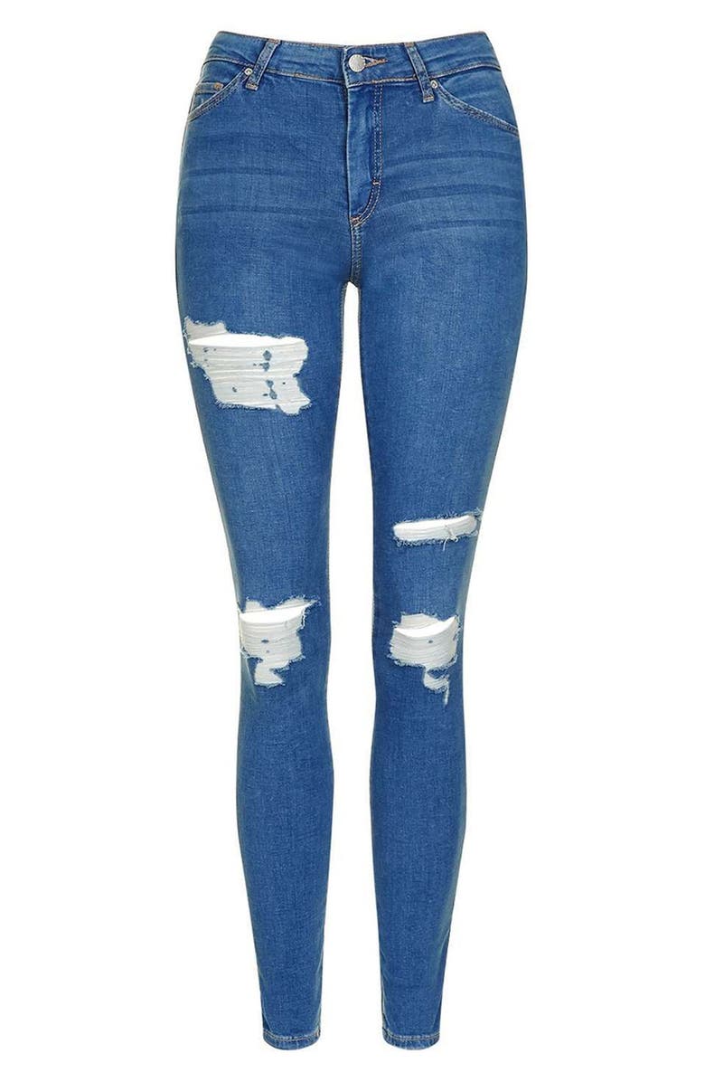 Topshop Moto Leigh Super Ripped Ankle Skinny Jeans, Alternate, color,