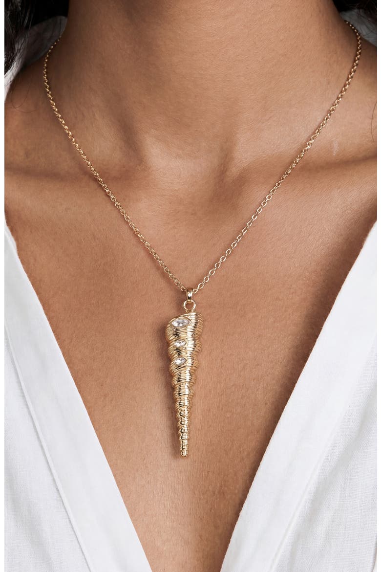 Long Conch Shell Pendant Necklace, Alternate, color, GOLD
