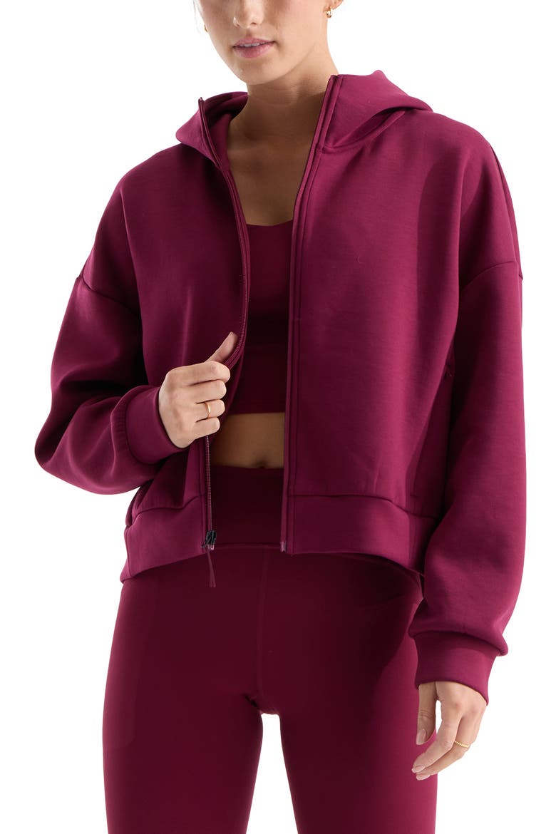Jaida Full Zip Hooded Jacket, Main, color, BURGUNDY CRUSH