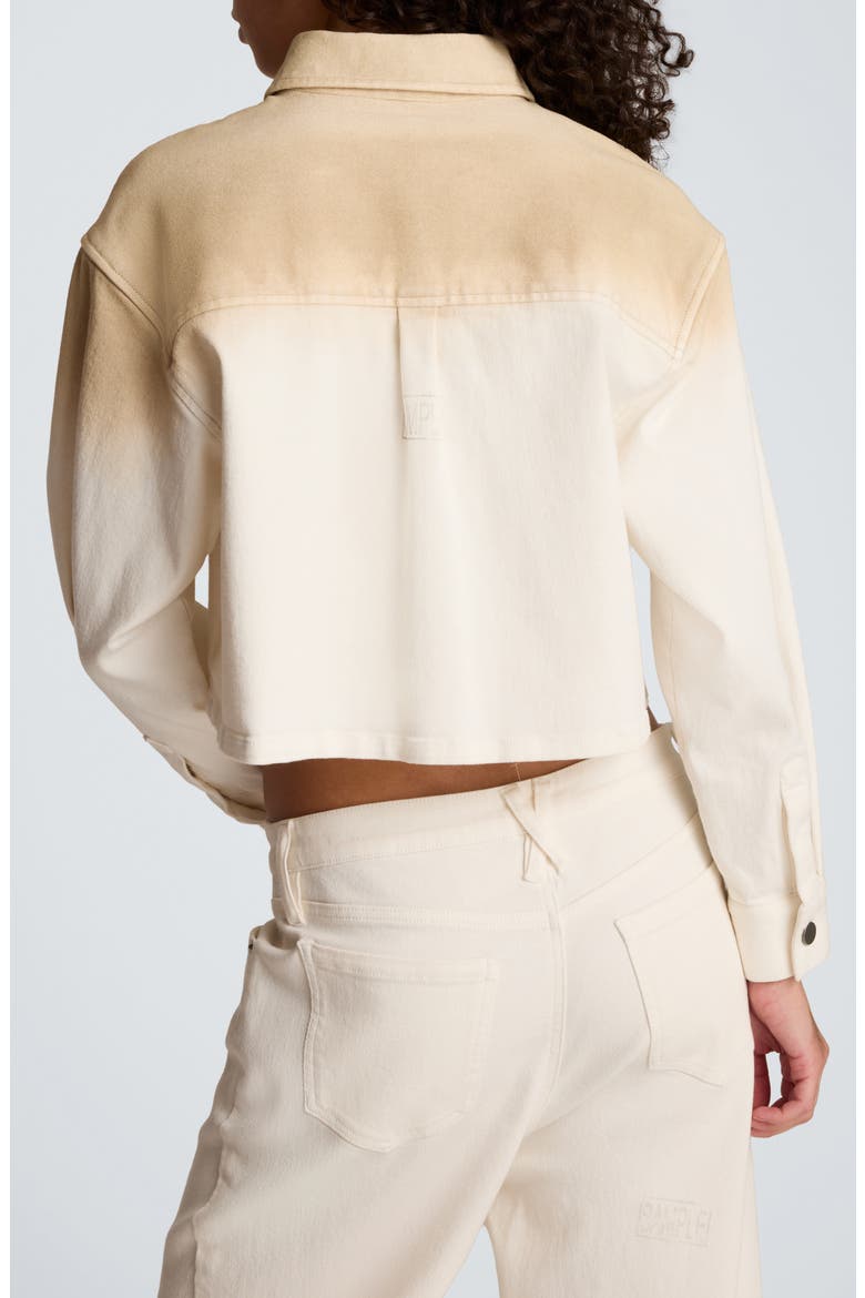 Oversize Dip Dye Crop Shacket, Alternate, color, TAN GRADIENT