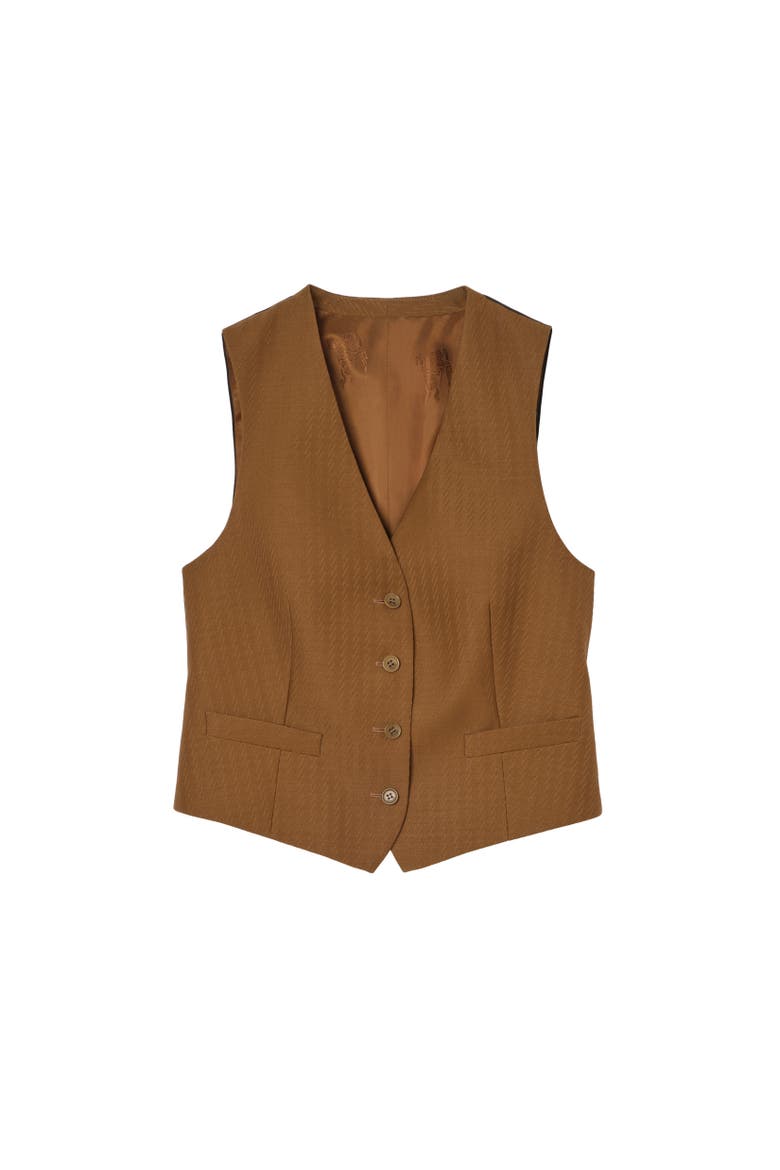 Wool Mohair Waistcoat, Alternate, color, Hazelnut brown