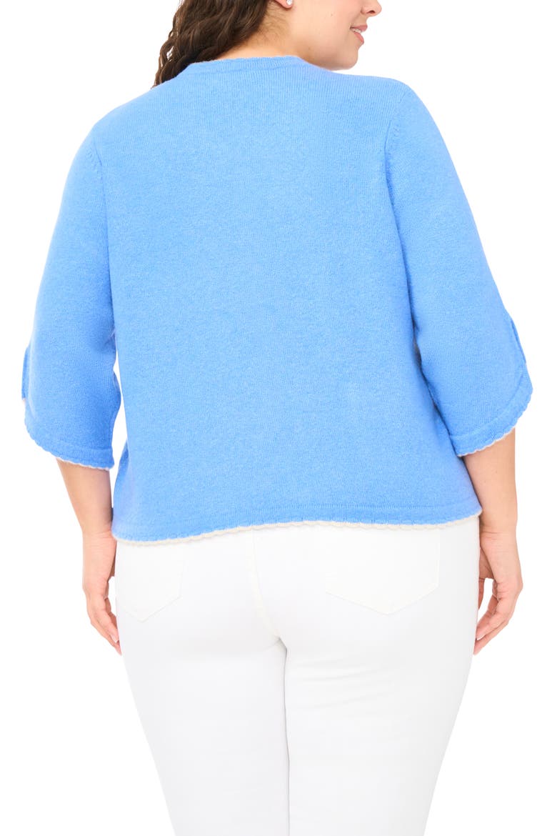 Contrast Scallop Trim Cardigan, Alternate, color, BELL FLOWER BLUE