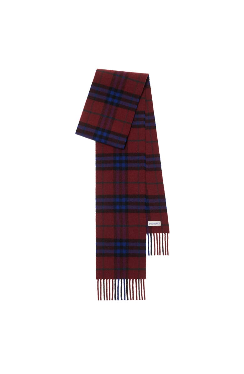 Burberry Narrow Check Cashmere Scarf, Main, color, Sash Red