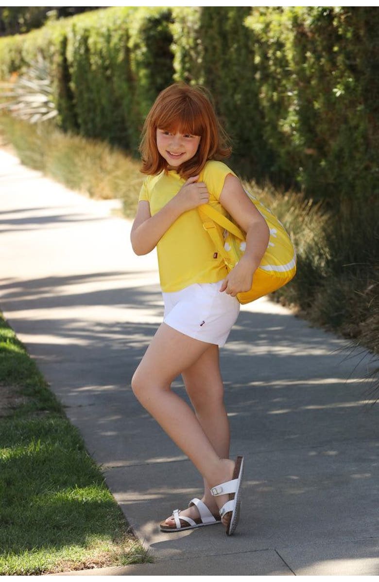 CITY THREADS Girls Organic Cotton Soft Jersey Cap Sleeve Crew Tee, Alternate, color, Black