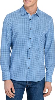 CONSTRUCT Houndstooth Plaid Stretch Button-Up Shirt