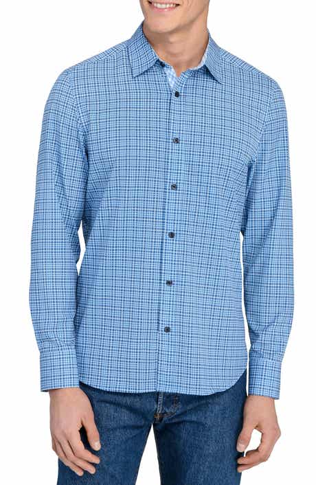 CONSTRUCT Houndstooth Plaid Stretch Button-Up Shirt