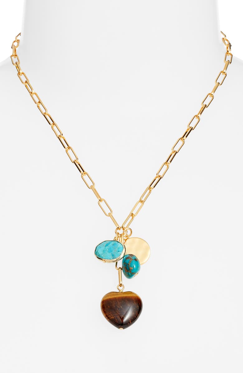 NEST Jewelry Heart Charm Necklace, Alternate, color, Brown