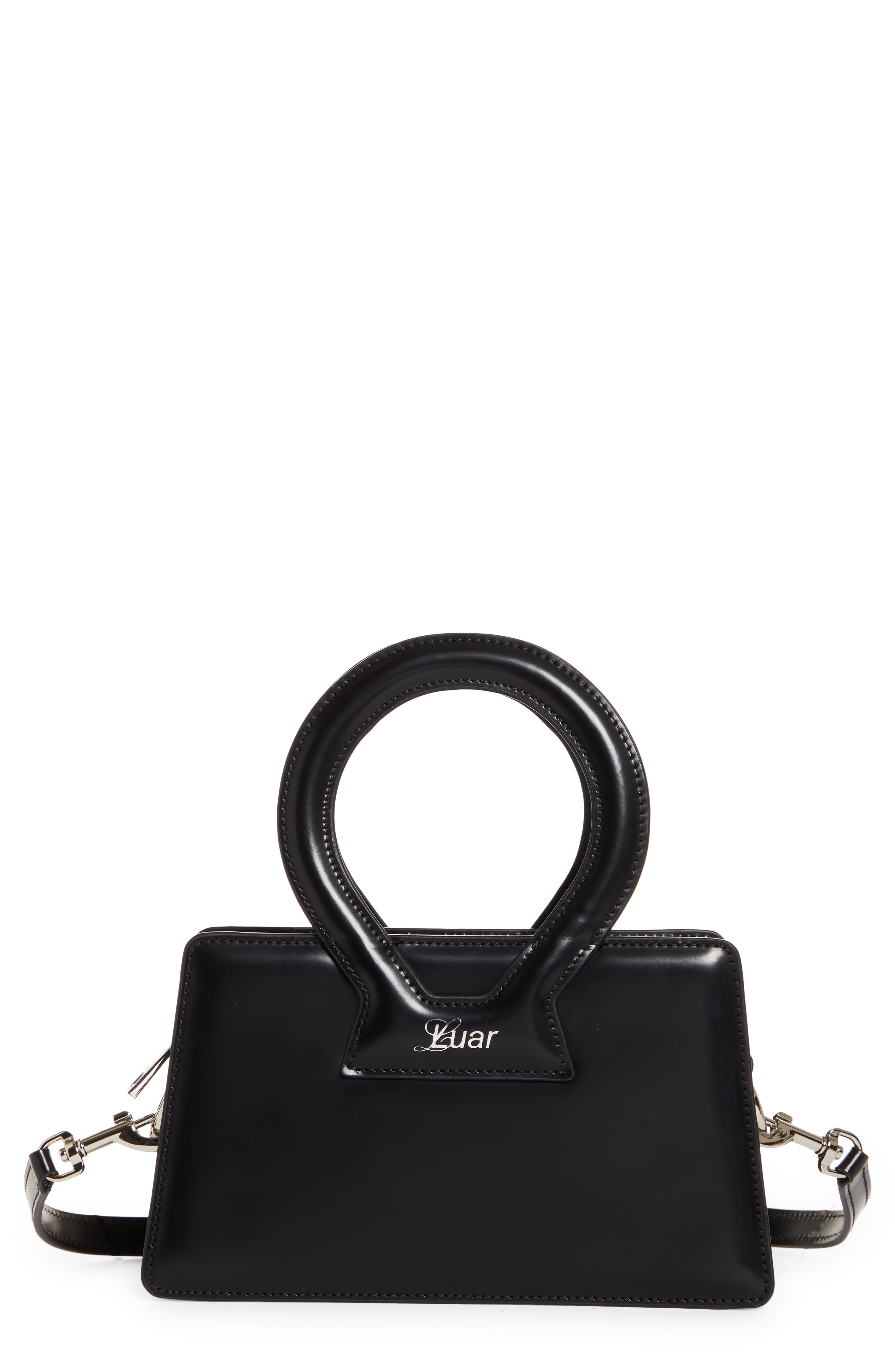 Luar Mini Ana Leather Top Handle Bag, Main, color, Black