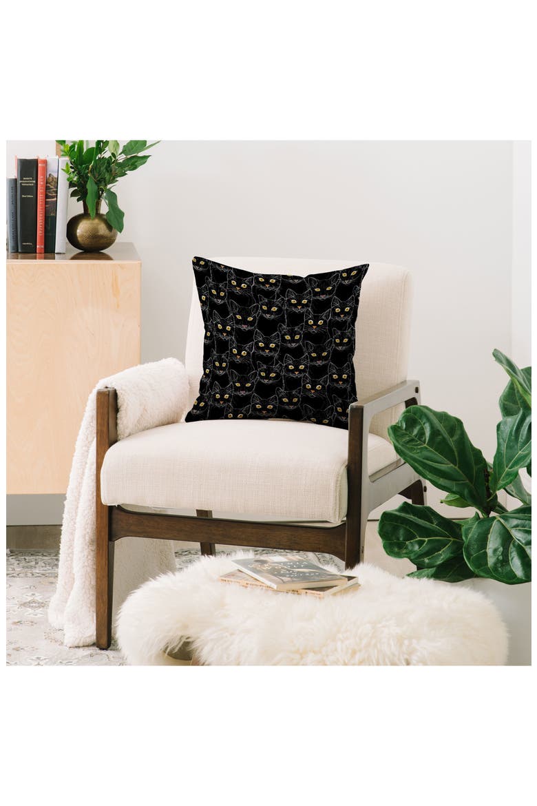Poesie Garden Throw Pillow, Alternate, color, BLACK CAT