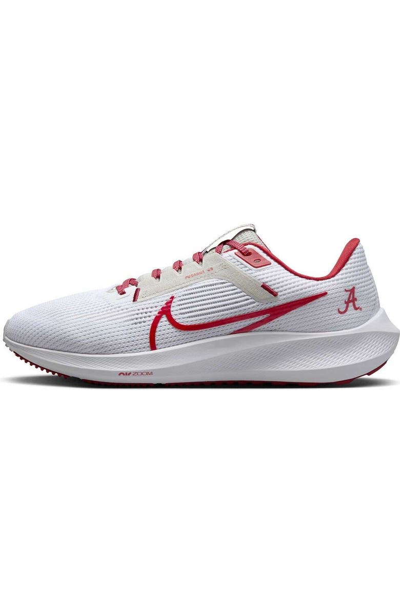 Nike Unisex Nike White Alabama Crimson Tide Zoom Pegasus 40 Running Shoe, Alternate, color, White