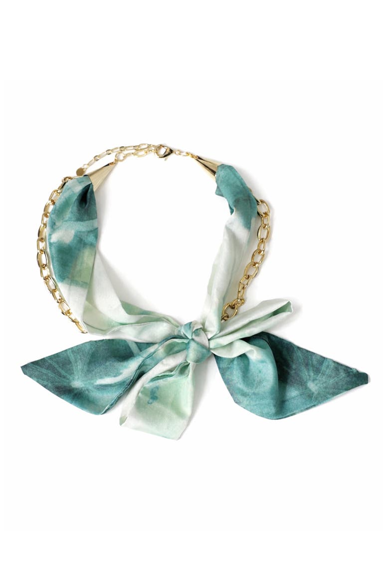 Scarf Statement Necklace, Main, color, GREEN