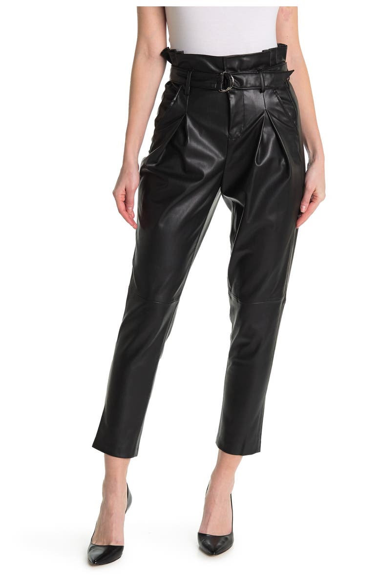 BLANKNYC Belted Paperbag Waist Vegan Pants, Main, color,