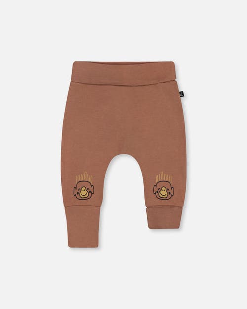 Deux Par Deux Baby Boy's Printed Organic Cotton Evolutive Pant Brown And Monkeys In Brown And Monkeys