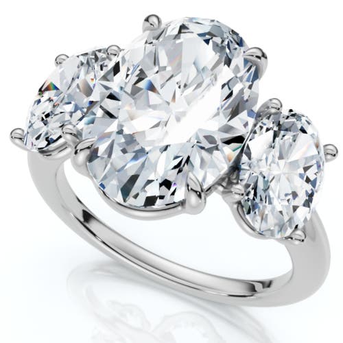 Bliss Diamond Certified 6ct Three Stone Oval Diamond Anniversary Engagement Ring Lab Grown 14k In 14k White Gold