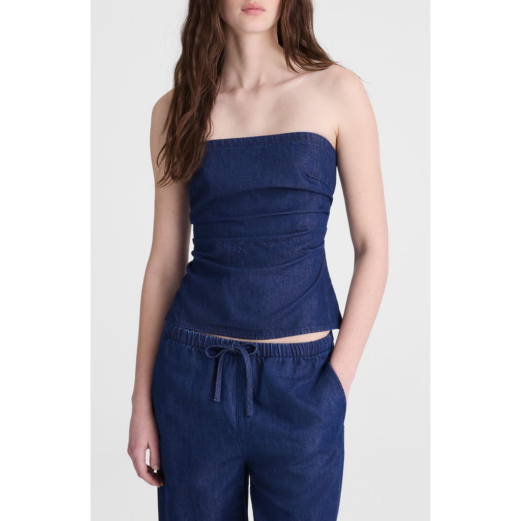 Madewell Denim Ruched Square Neck Camisole in Nostalgic Blue at Nordstrom, Size 2