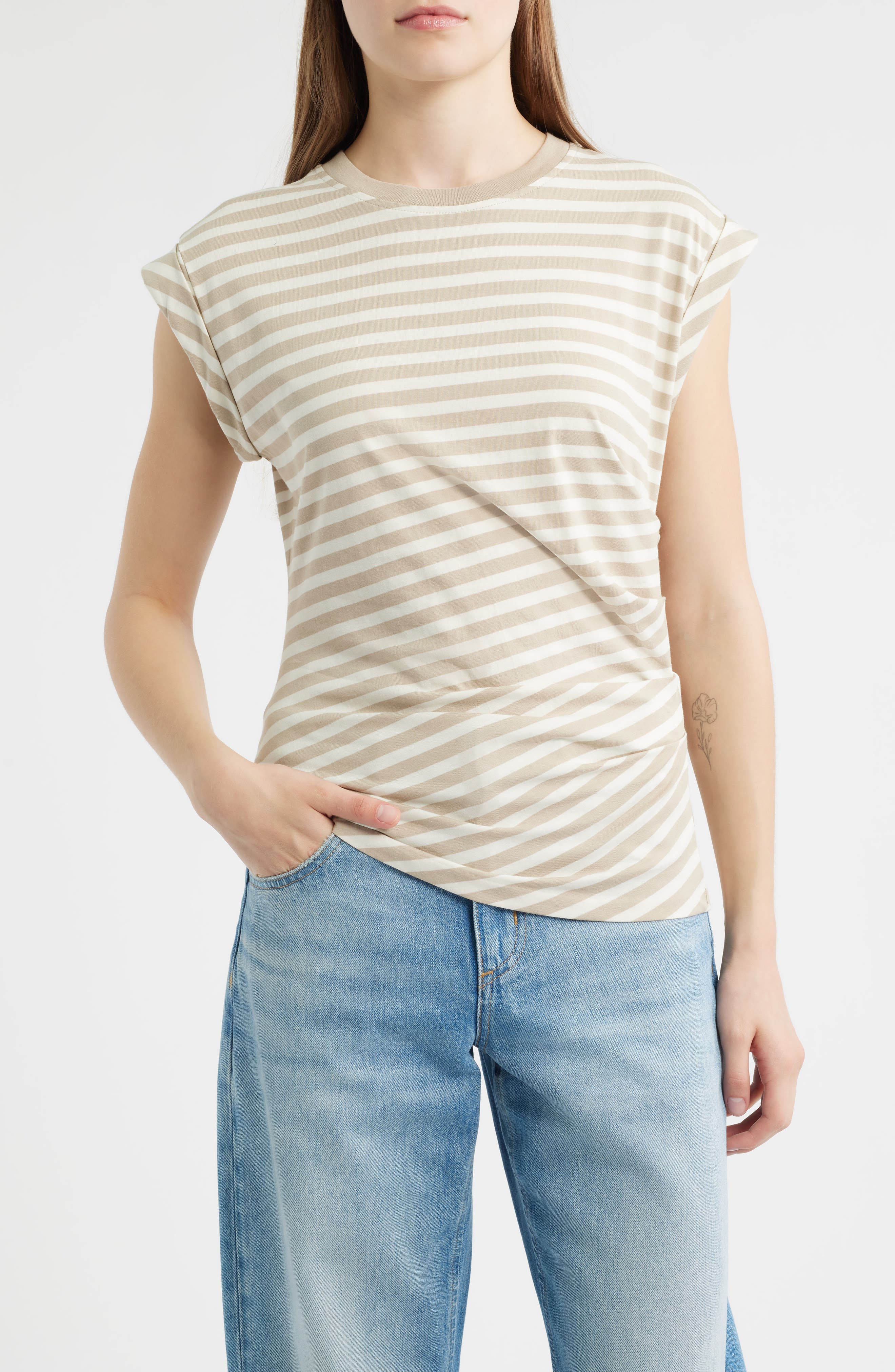 BOSS Epka Stripe Cotton Muscle T-Shirt