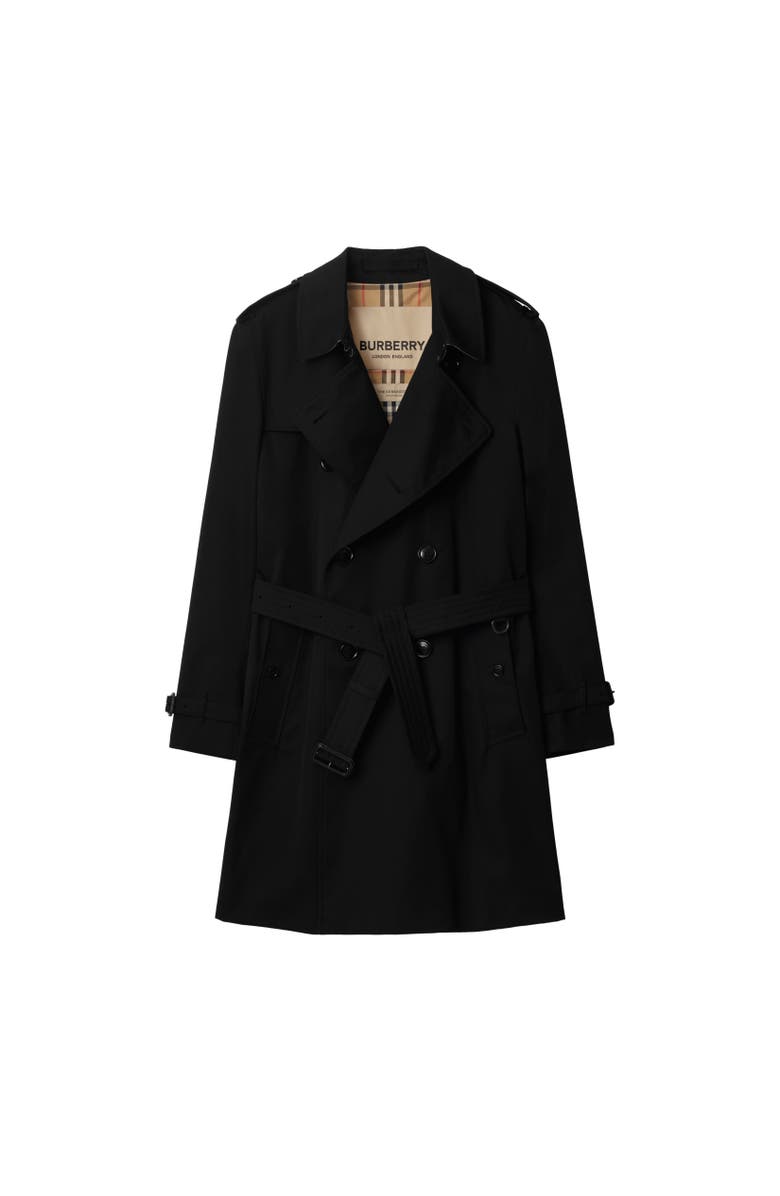 Burberry Mid-length Kensington Heritage Trench Coat, Alternate, color, Black