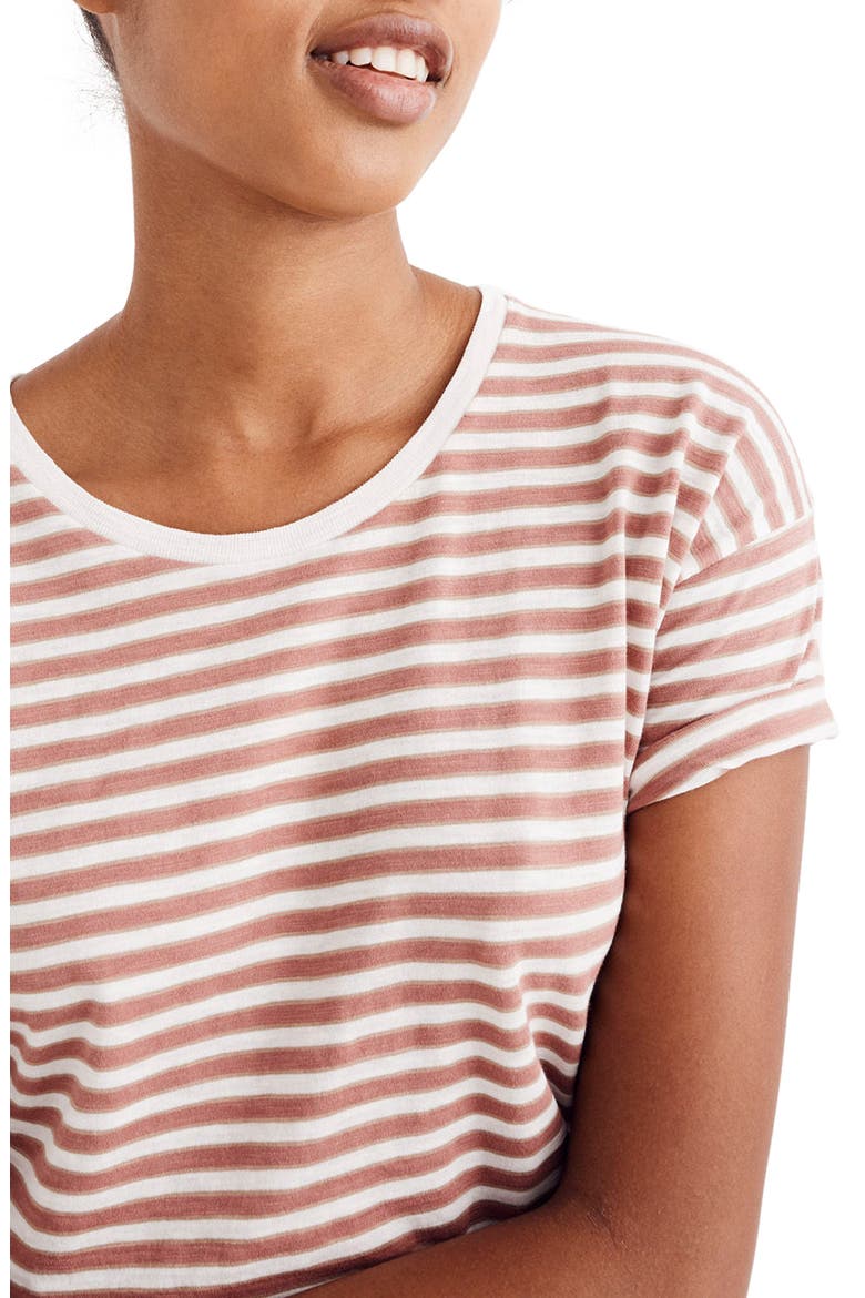 Whisper Cotton Stripe Tee, Main, color, DRIED PETAL