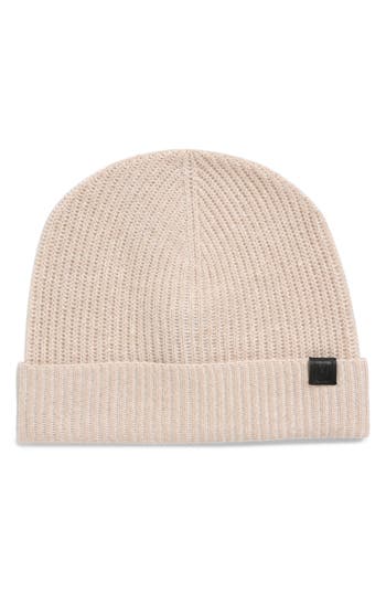 Bruno Magli Cashmere Rib Knit Cuffed Beanie In Brown