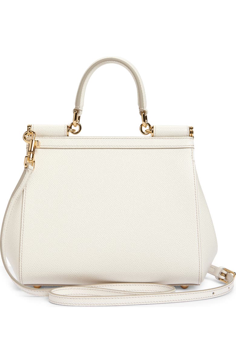Dolce&Gabbana Medium Sicily Leather Top Handle Bag, Alternate, color, 80001 White