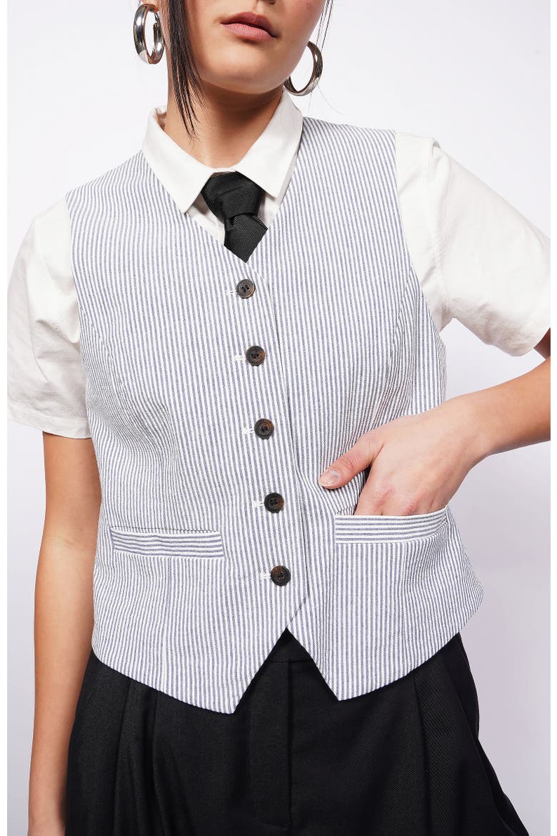The Empower Seersucker Vest, Main, color, NAVY/WHITE