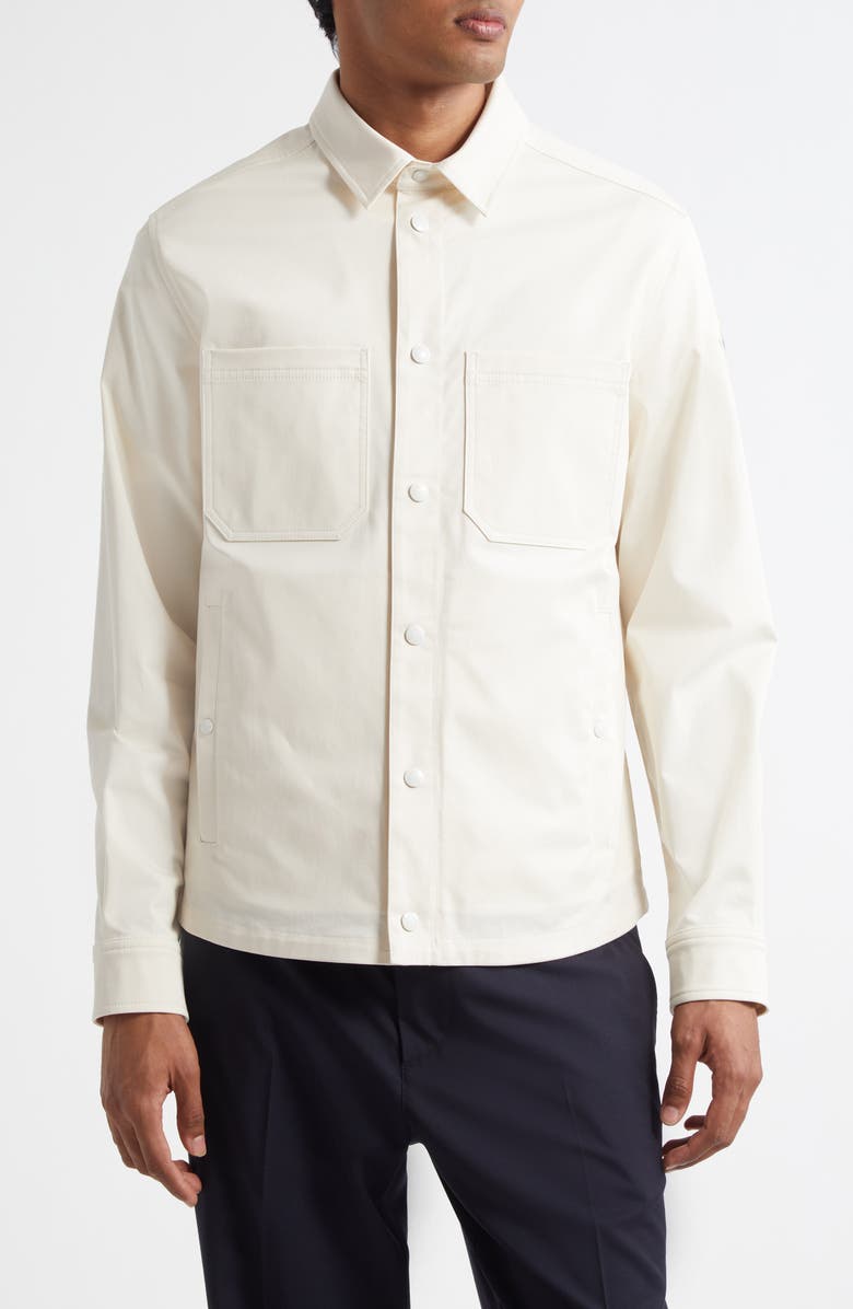 Moncler Stretch Cotton Shirt Jacket, Main, color, White