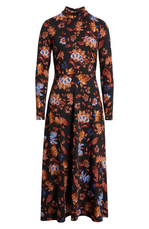 Julia Jordan Floral Mock Neck Long Sleeve Midi Dress In Multi