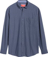 Johnston & Murphy XC+™ Motion Geo Print Knit Button-Up Shirt