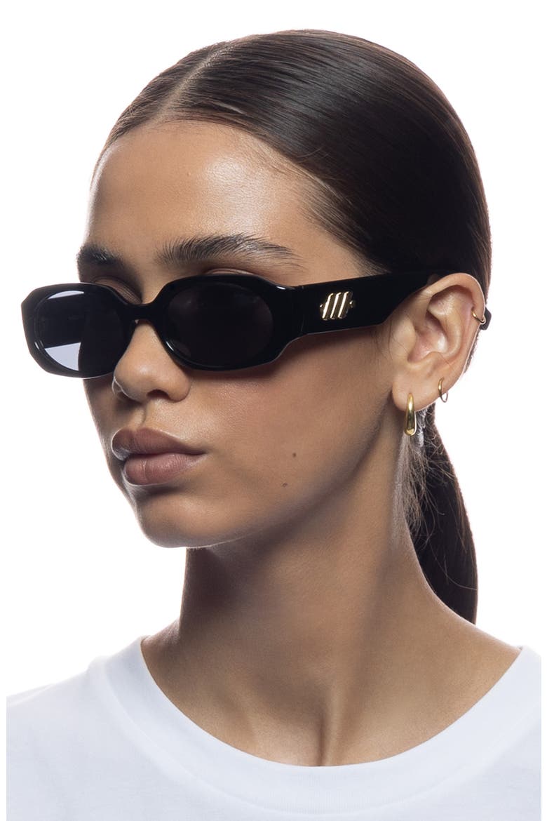 Shebang 52mm Rectangular Sunglasses, Alternate, color, BLACK