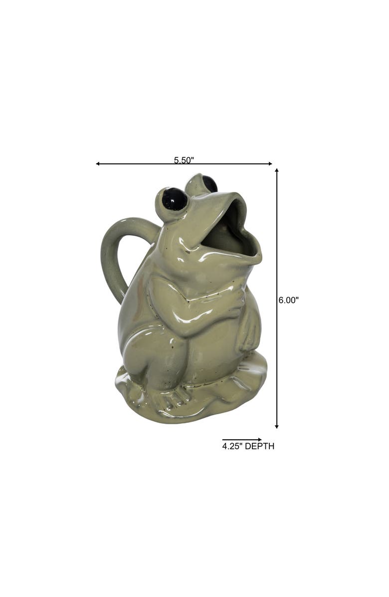 Transpac Ceramic Frog Pitcher Green for Spring Serving and Entertaining, Alternate, color, Green