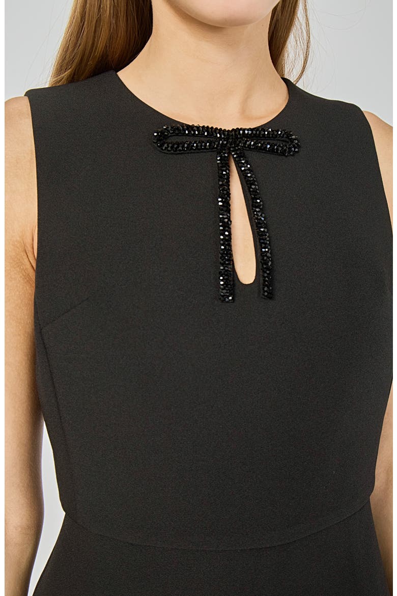 Bow Trimmed Sleeveless Romper, Alternate, color, BLACK