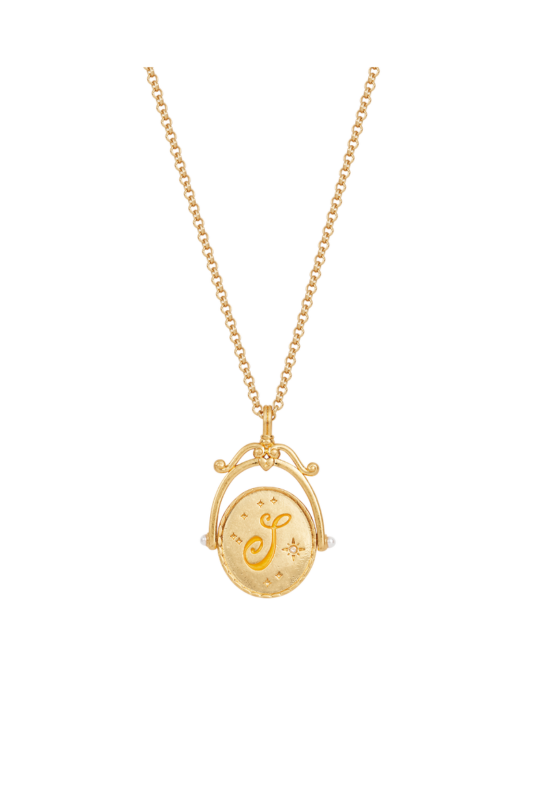 S Initial Sunflower Gold Spinner Chain Necklace, Main, color, Gold