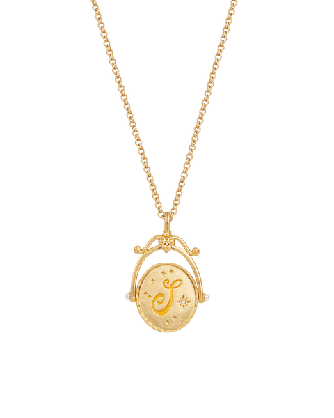 S Initial Sunflower Gold Spinner Chain Necklace