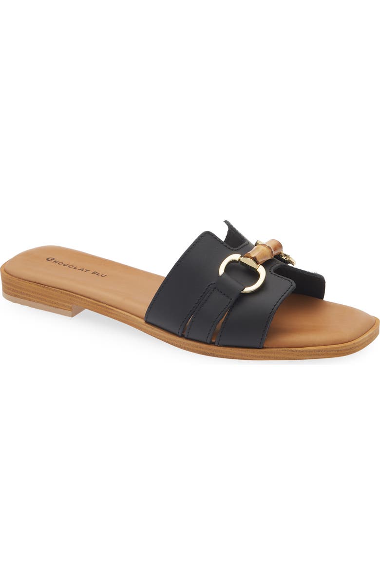 Chocolat Blu Baz Slide Sandal, Main, color, Black Leather