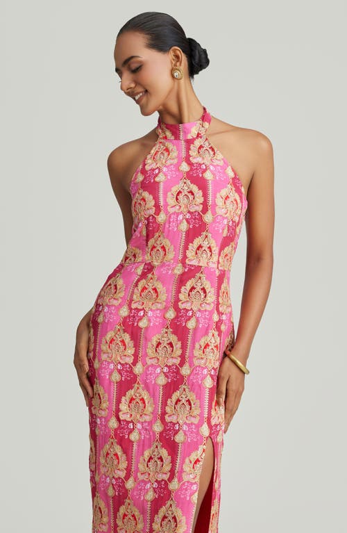 Holichic Halter Neck Maxi Dress In Pink