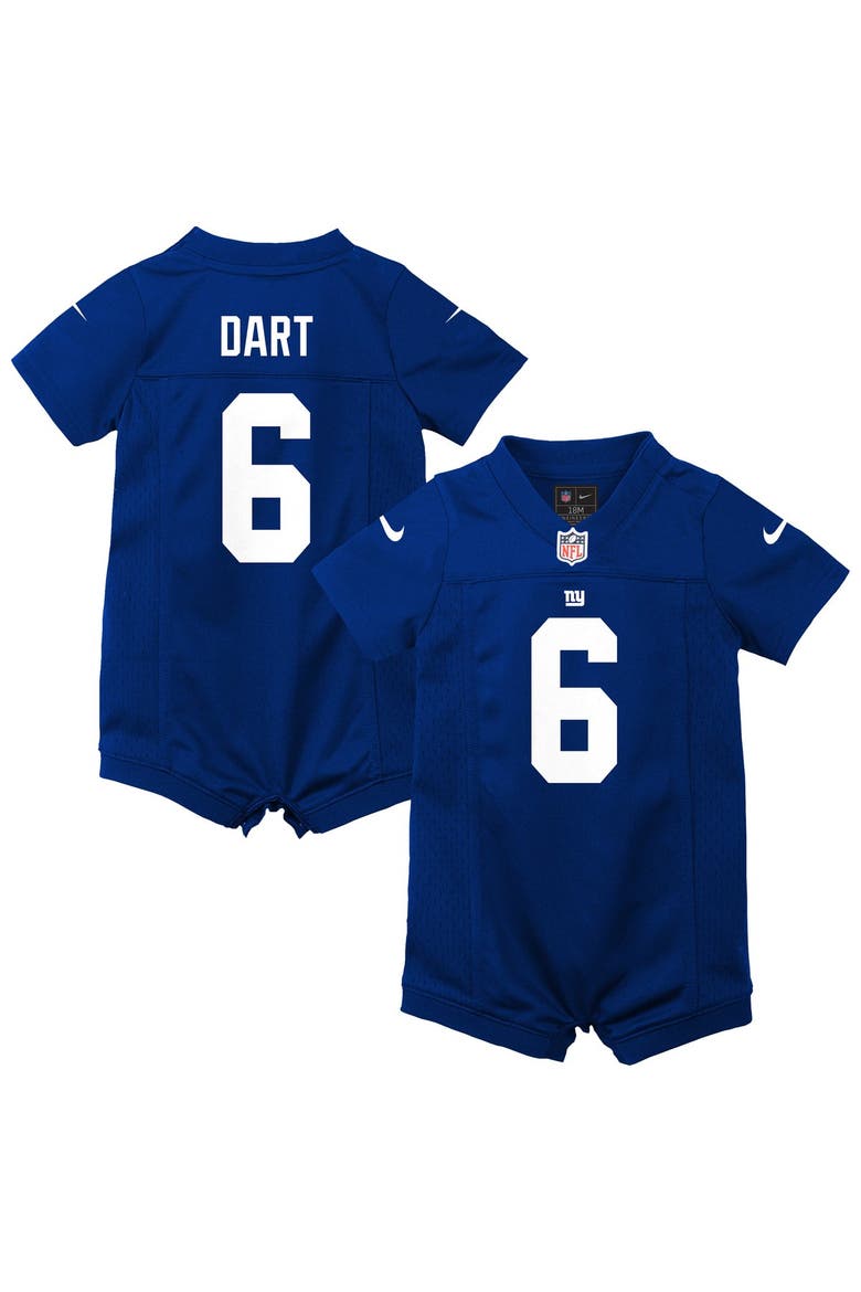 Newborn Nike Jaxson Dart Royal New York Giants Romper Game Jersey, Main, color, Royal